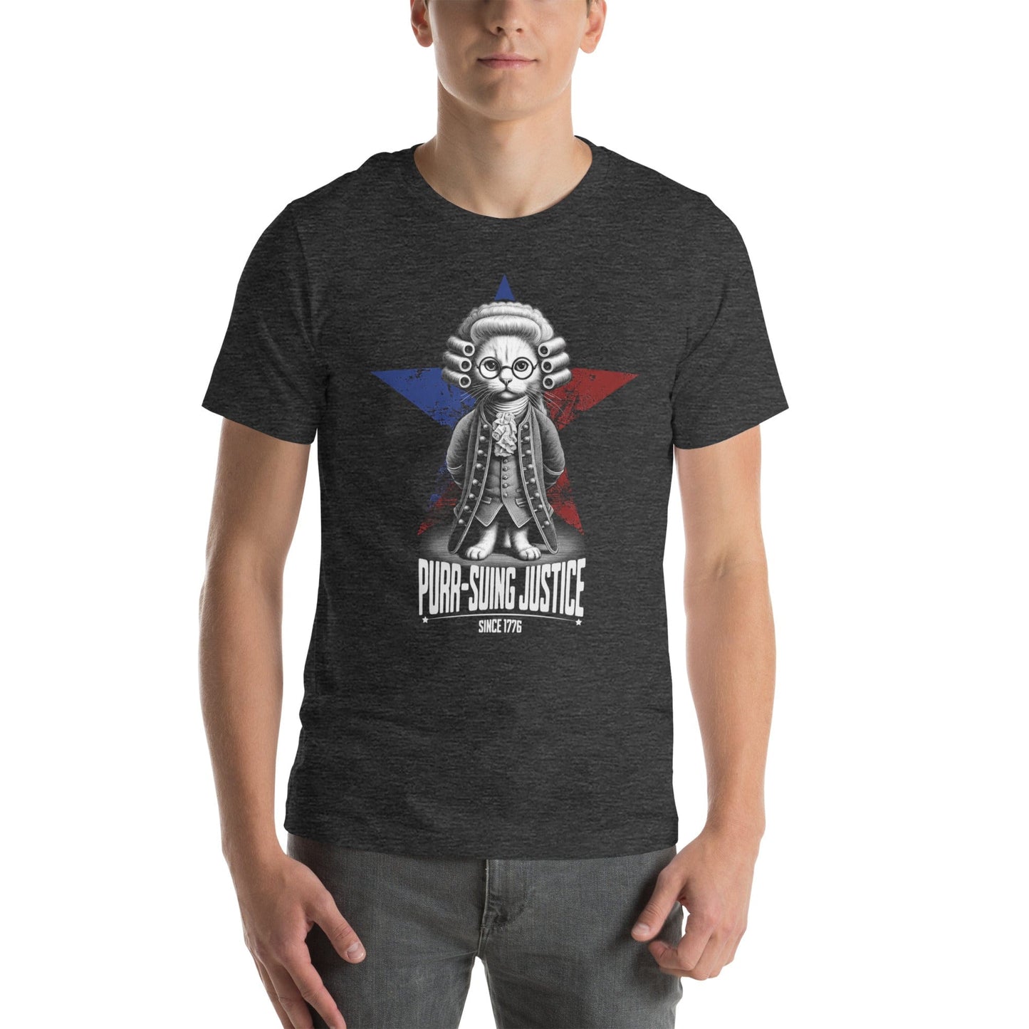 OMTHREAD Purr-suing Justice T-Shirt | Cat Lawyer Tee | Historical Cat Shirt