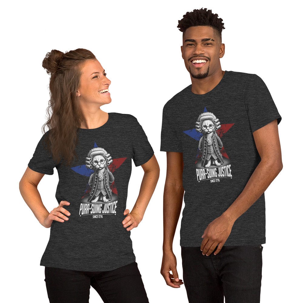 OMTHREAD Purr-suing Justice T-Shirt | Cat Lawyer Tee | Historical Cat Shirt