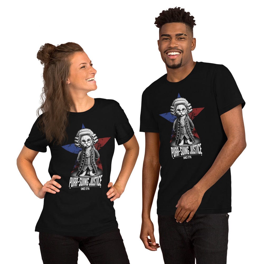 OMTHREAD Purr-suing Justice T-Shirt | Cat Lawyer Tee | Historical Cat Shirt