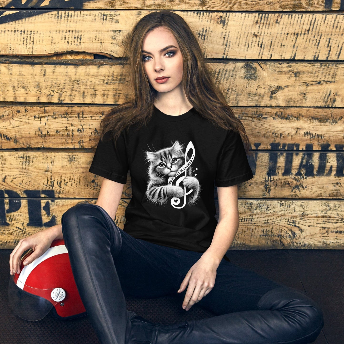 OMTHREAD Purrfect Harmony Cat T-Shirt | Musical Cat Lover Tee
