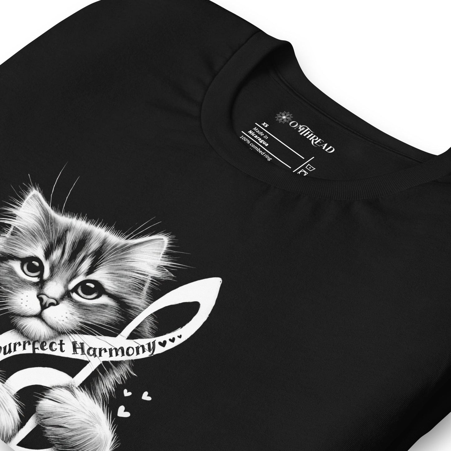OMTHREAD Purrfect Harmony Cat T-Shirt | Musical Cat Lover Tee