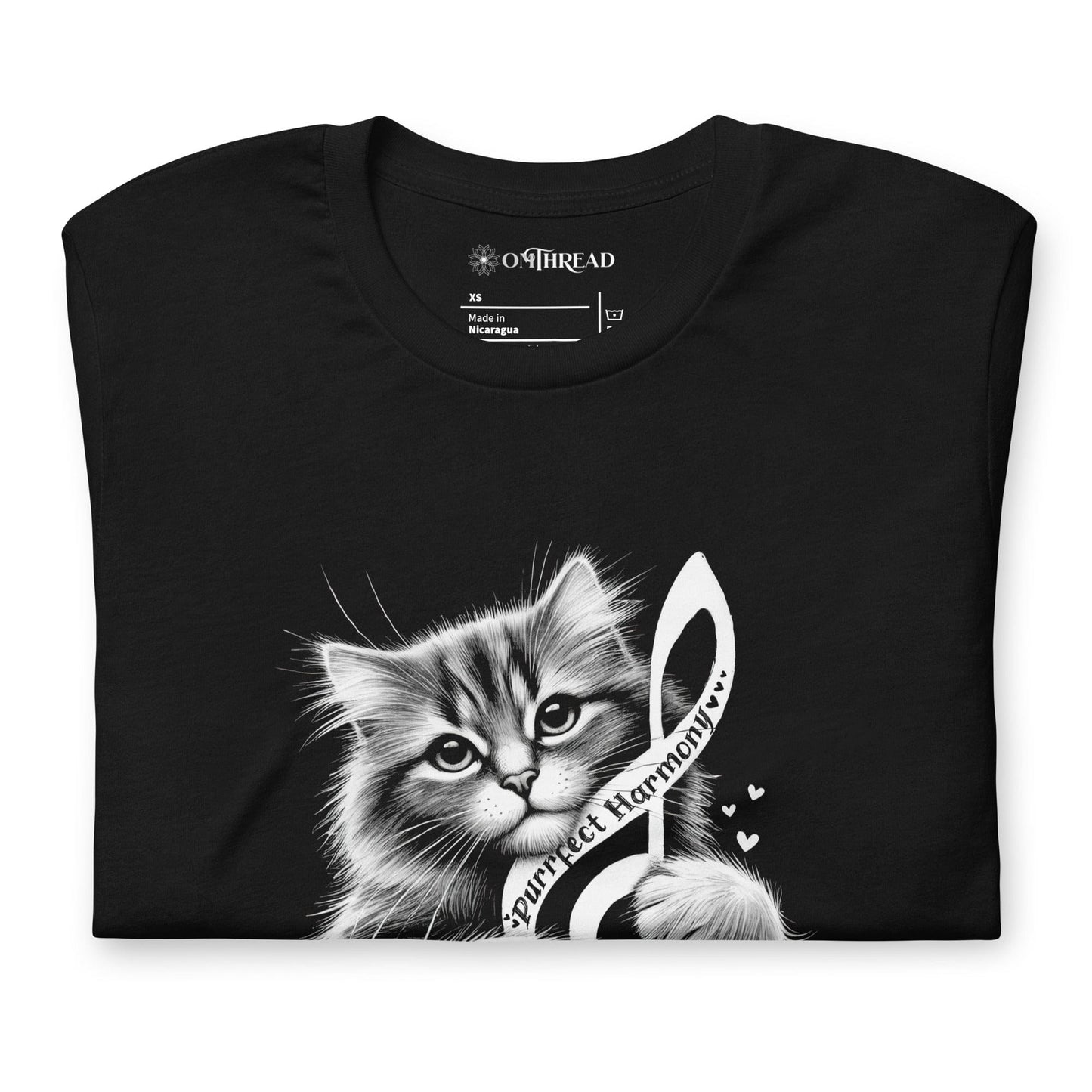 OMTHREAD Purrfect Harmony Cat T-Shirt | Musical Cat Lover Tee