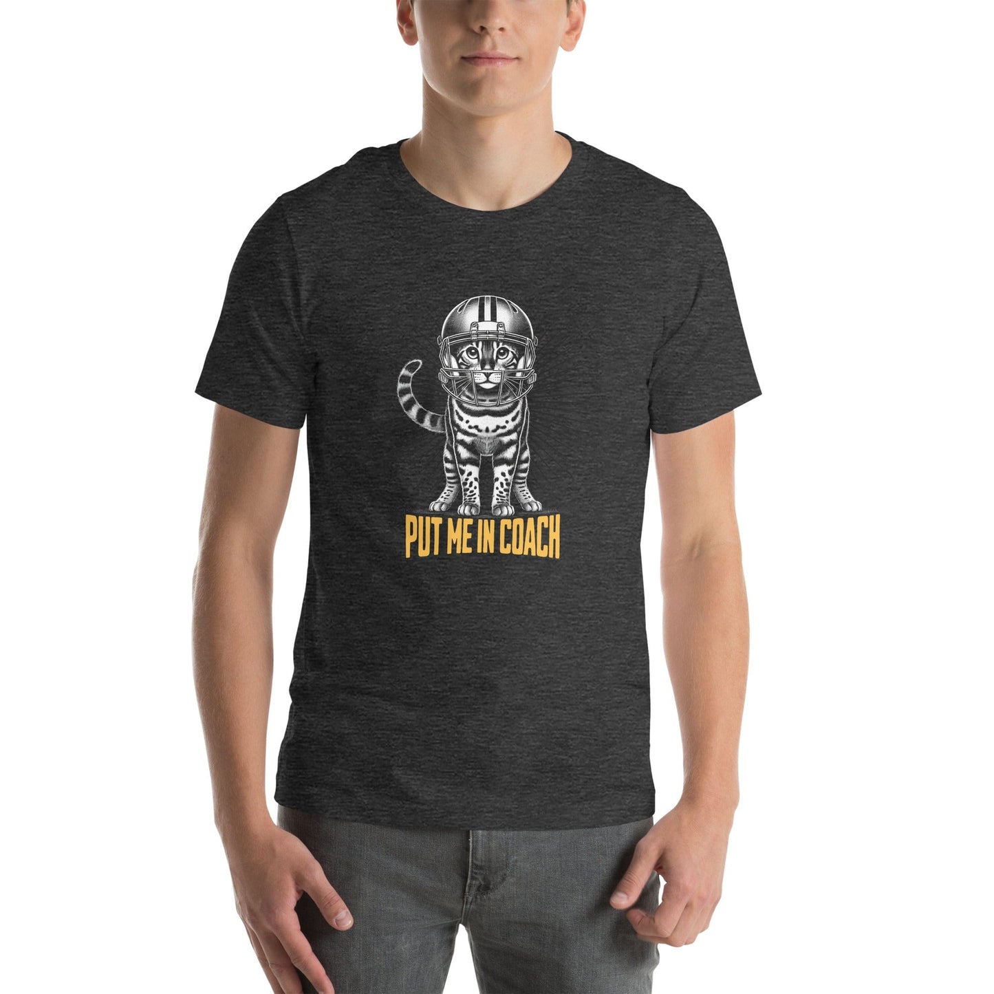 OMTHREAD Put Me In Coach Game Day T-Shirt | Bengal Cat Football Graphic Tee