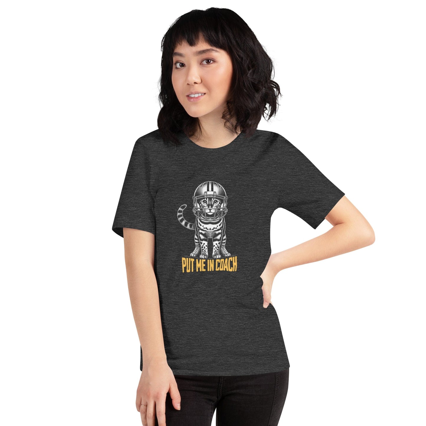 OMTHREAD Put Me In Coach Game Day T-Shirt | Bengal Cat Football Graphic Tee