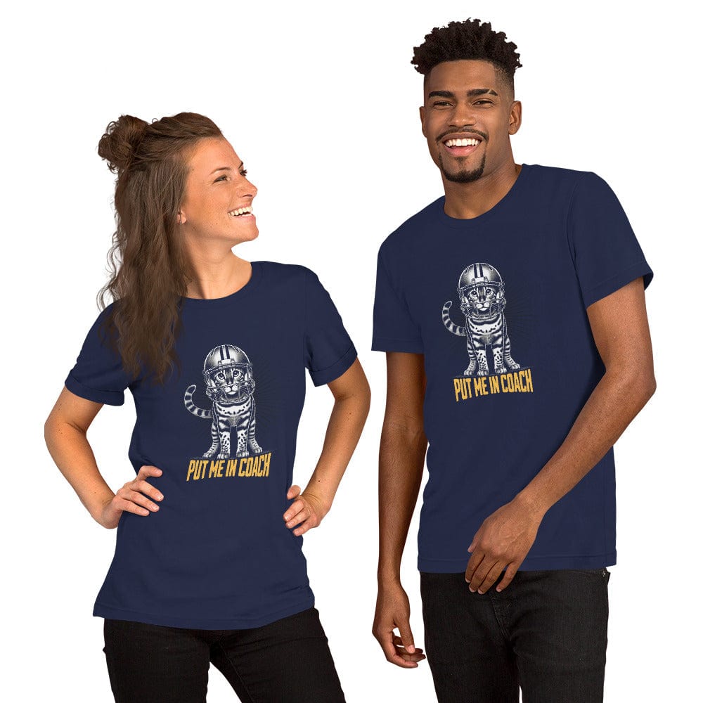 OMTHREAD Put Me In Coach Game Day T-Shirt | Bengal Cat Football Graphic Tee