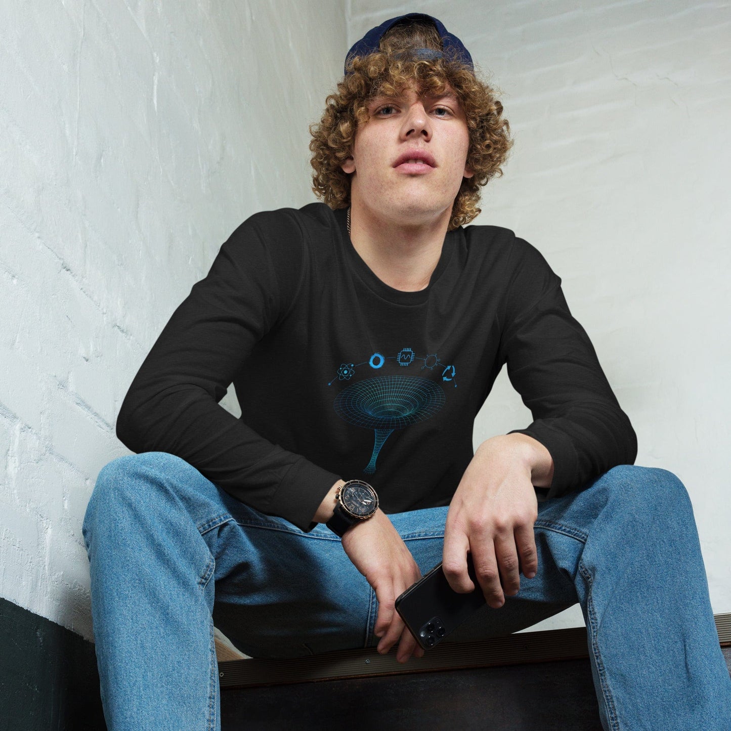 OMTHREAD QMM Blue Print Unisex Long Sleeve Tee