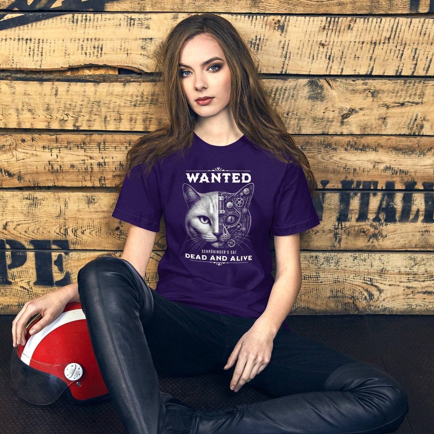 OMTHREAD Quantum Schrödinger's Cat T-Shirt, Quantum Physics Cat Tee, Funny Science Shirt for Cat Lovers