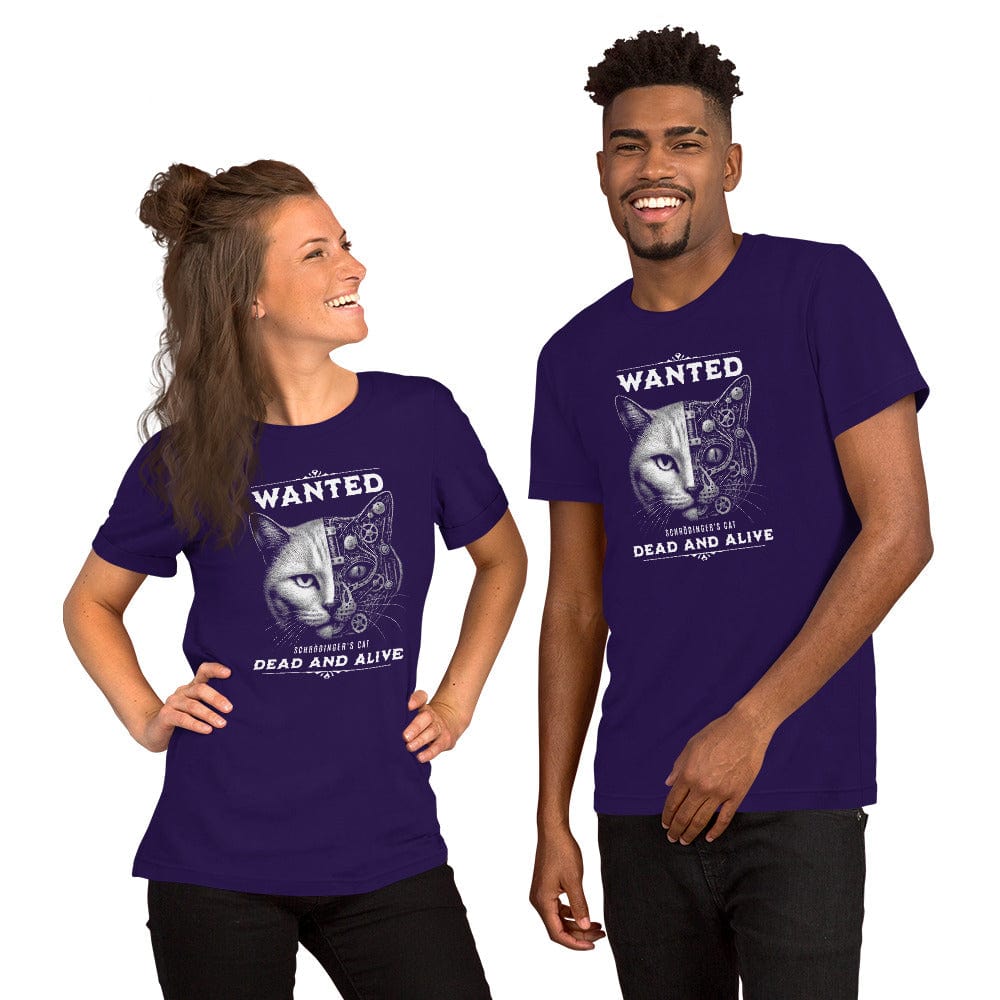 OMTHREAD Quantum Schrödinger's Cat T-Shirt, Quantum Physics Cat Tee, Funny Science Shirt for Cat Lovers