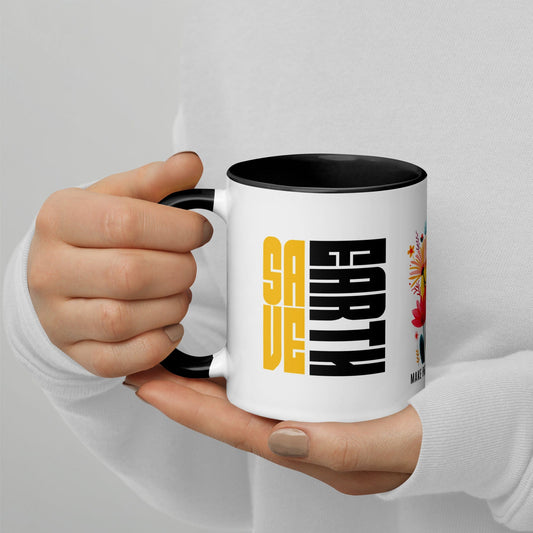OMTHREAD Save Earth. Make Peace with Nature - Mug with Color Inside