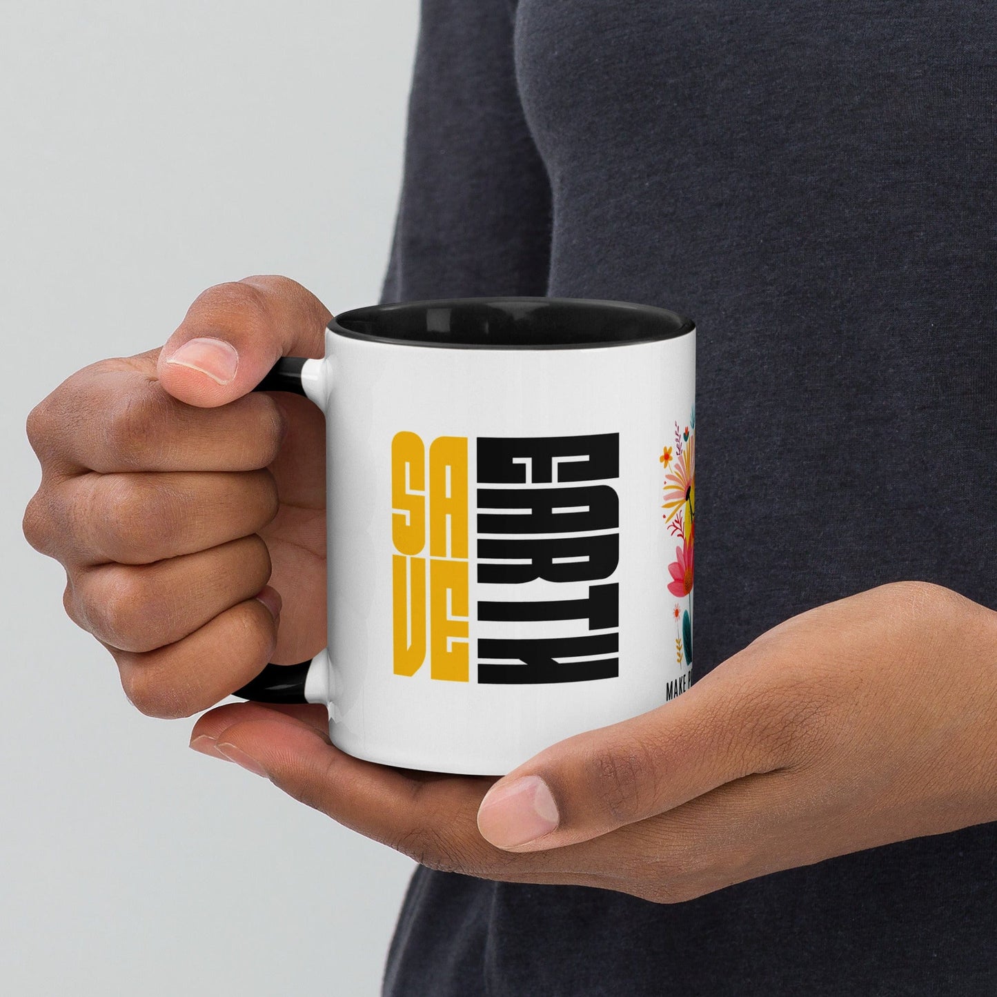 OMTHREAD Save Earth. Make Peace with Nature - Mug with Color Inside