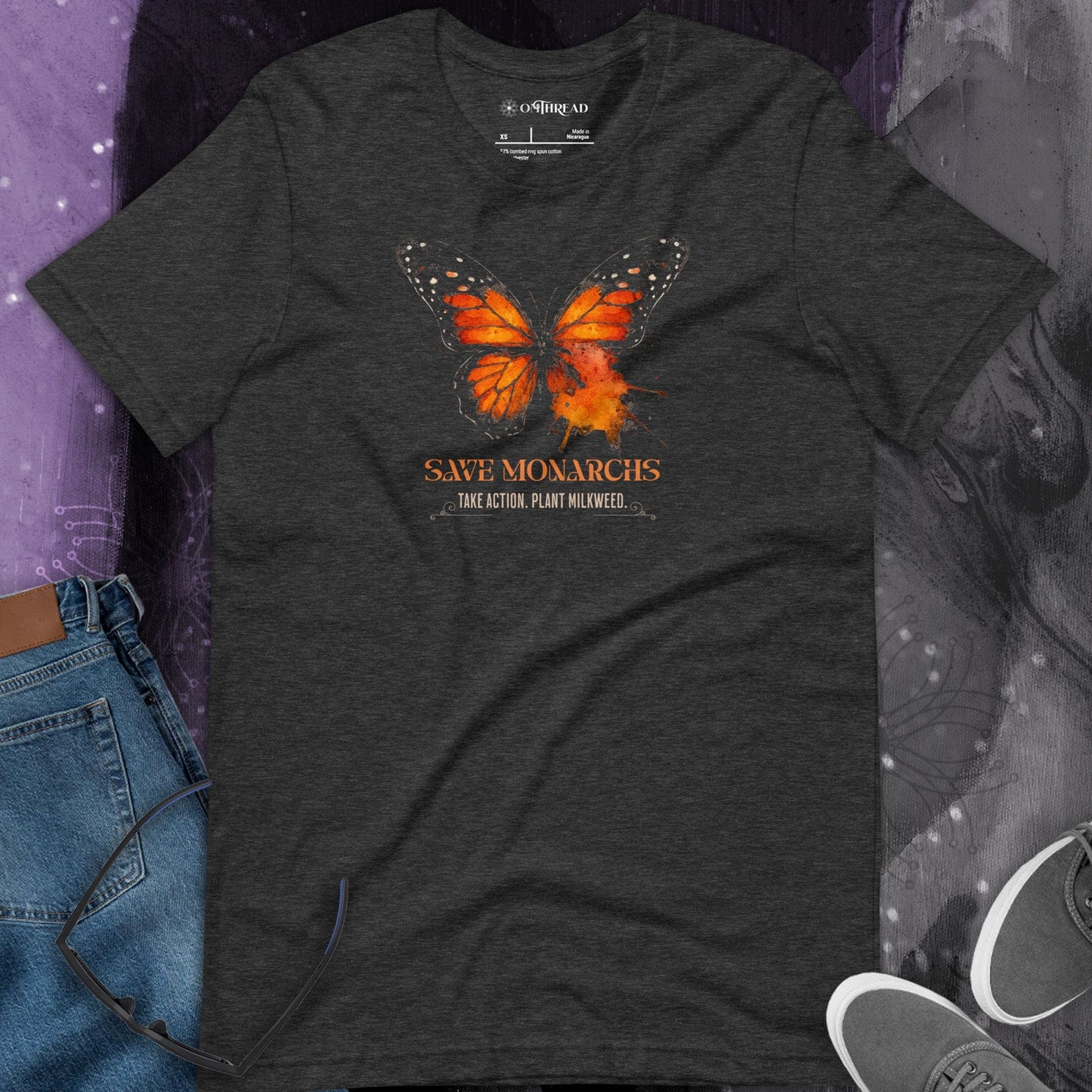 OMTHREAD Save Monarchs Butterfly Shirt Plant Milkweed Conservation Tee by OMThread