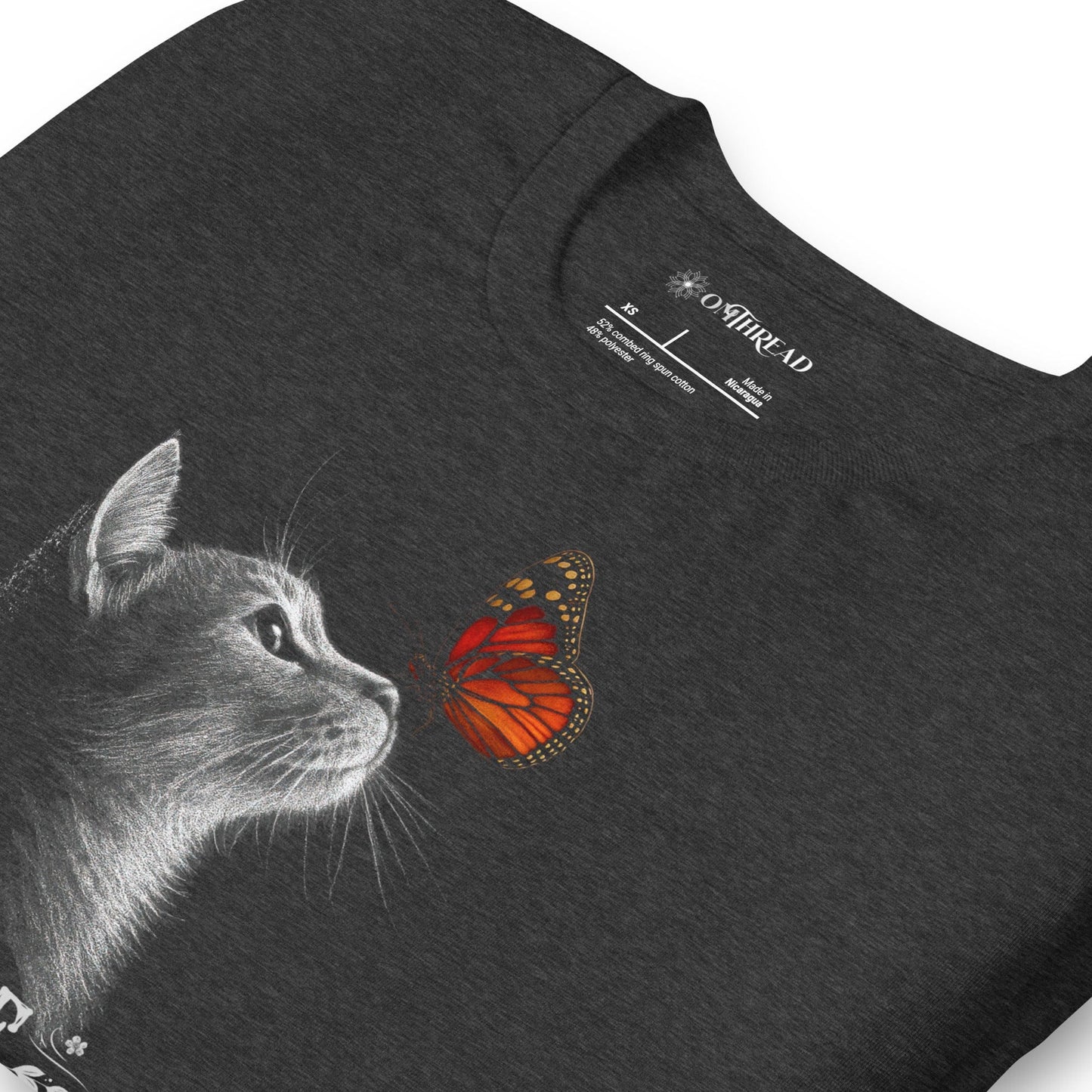 OMTHREAD Save Monarchs, Take Action, Plant Milkweed Cat T-Shirt, Wildlife Conservation Gift Tee