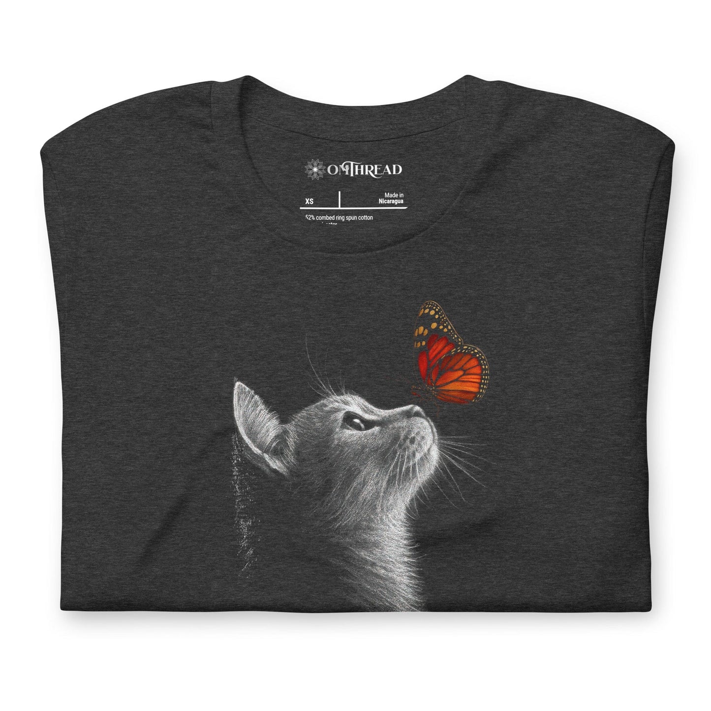 OMTHREAD Save Monarchs, Take Action, Plant Milkweed Cat T-Shirt, Wildlife Conservation Gift Tee
