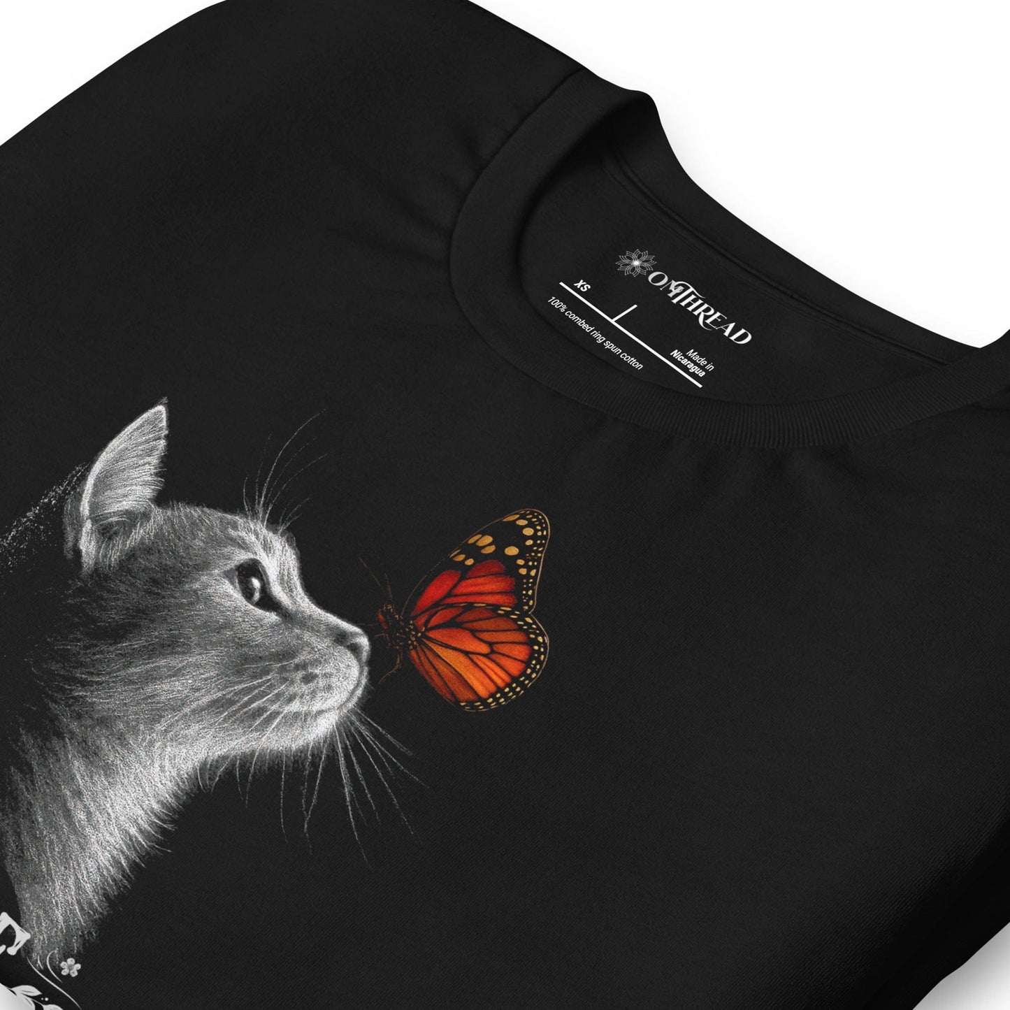 OMTHREAD Save Monarchs, Take Action, Plant Milkweed Cat T-Shirt, Wildlife Conservation Gift Tee