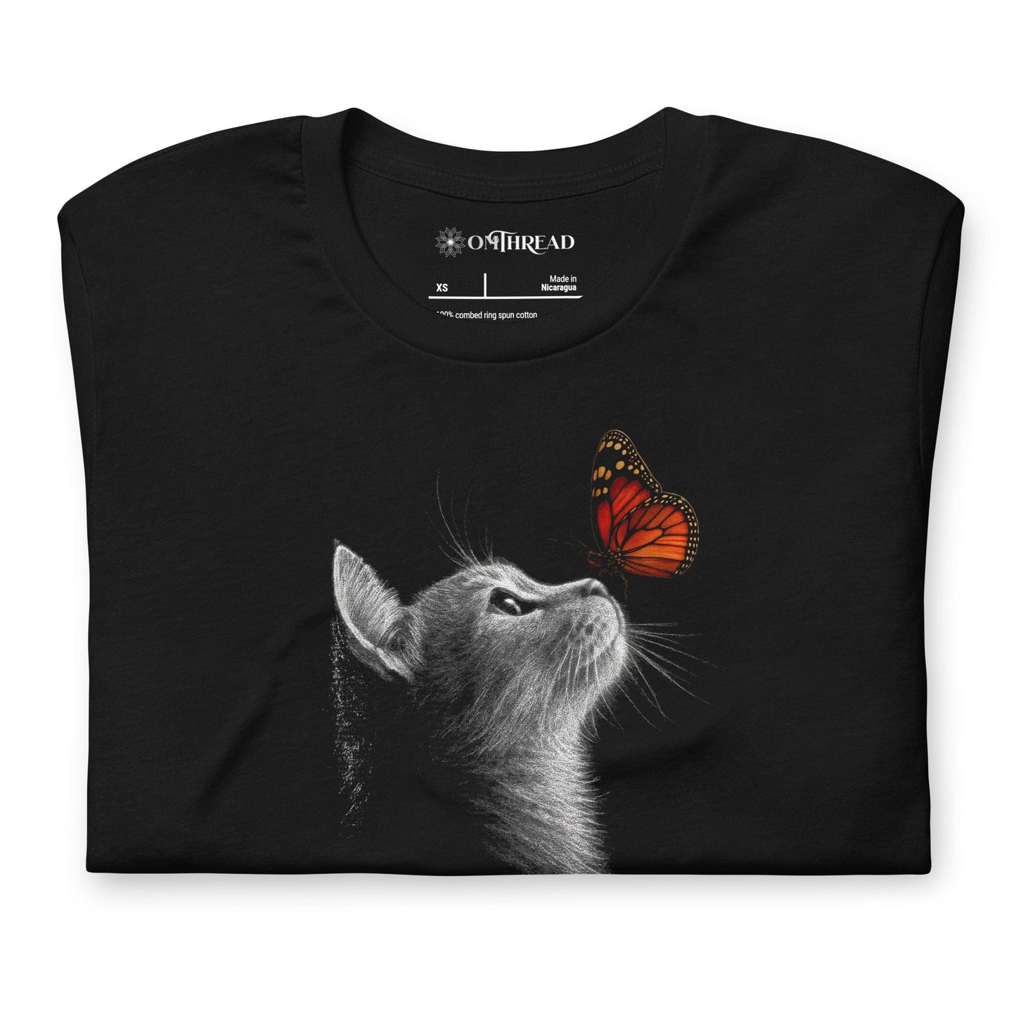 OMTHREAD Save Monarchs, Take Action, Plant Milkweed Cat T-Shirt, Wildlife Conservation Gift Tee