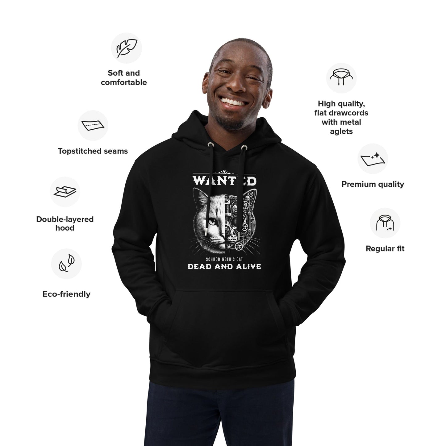 OMTHREAD Schrödinger's Cat: Wanted Dead and Alive Premium Eco Unisex Hoodie