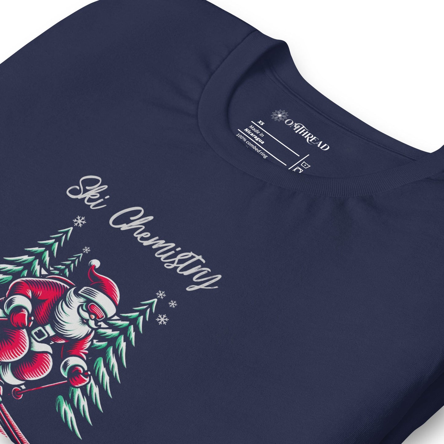 OMTHREAD Ski Chemistry Santa T-Shirt | Funny Periodic Table Christmas Tee | Snow and Skiing Holiday Shirt | Gift for Science and Ski Lovers