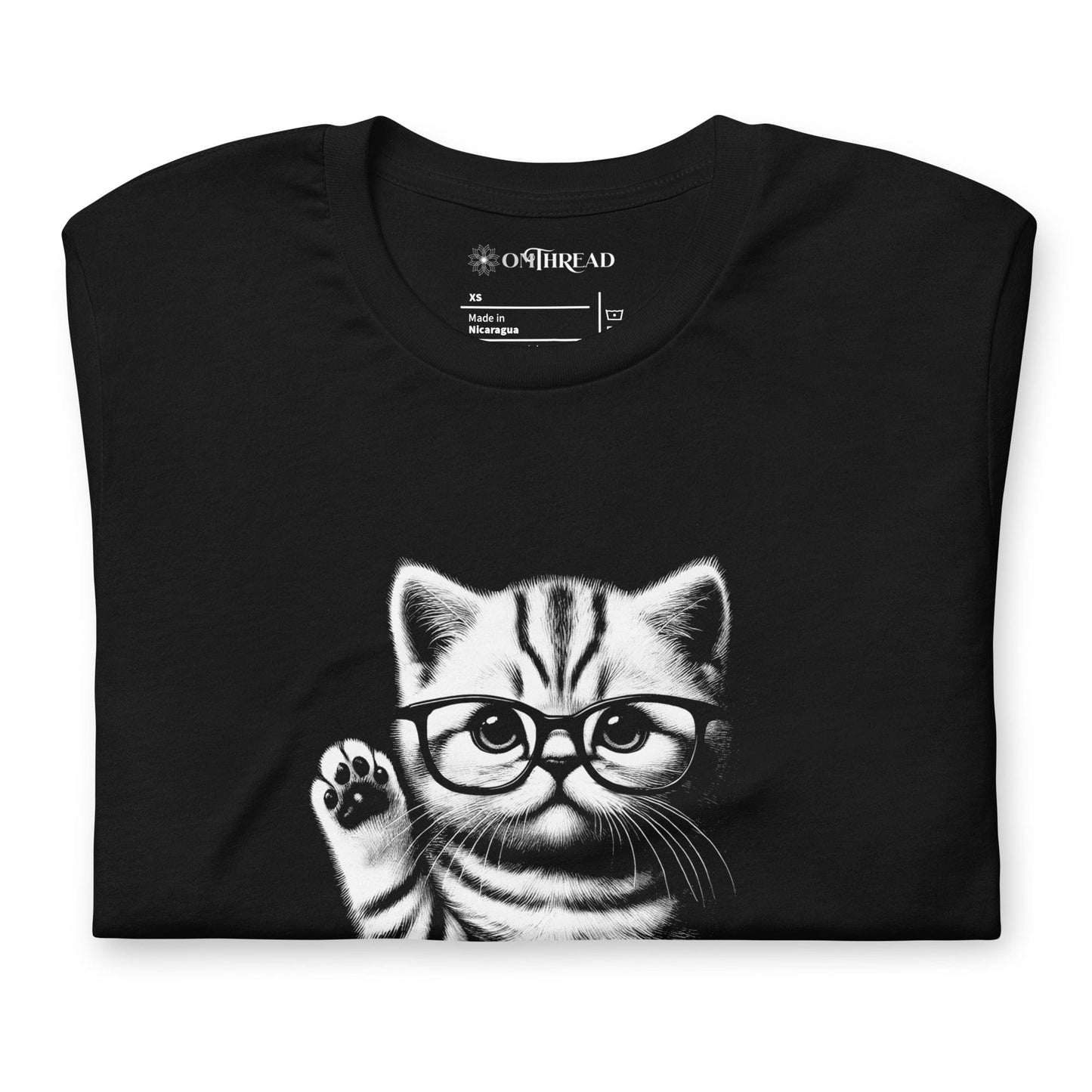 OMTHREAD So Help Me Science Cat T-Shirt | Funny Nerd Cat Tee | Science Lover Kitty Shirt
