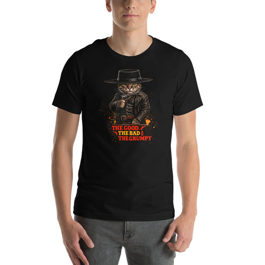 OMTHREAD Tabby Cat Gunslinger Cowboy Western Movie Graphic Tee