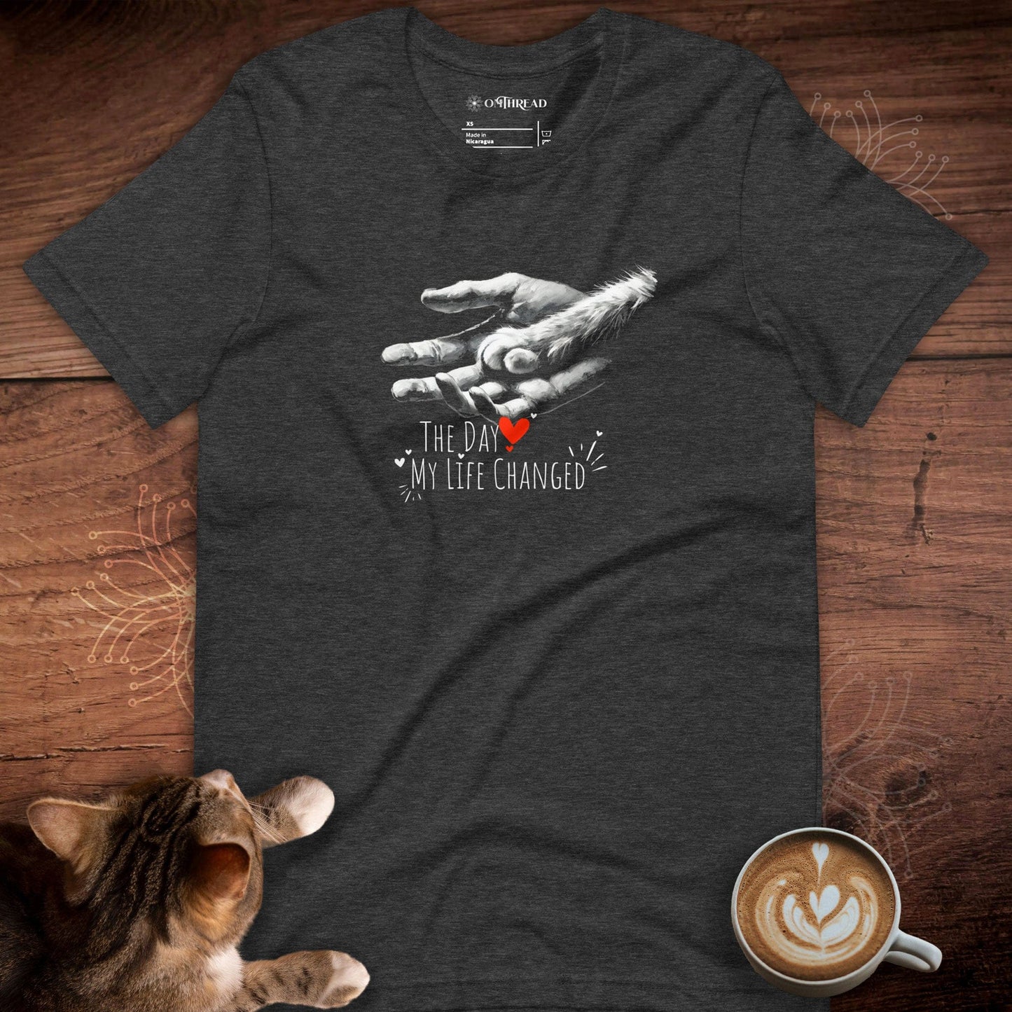OMTHREAD The Day My Life Changed Cat Lover T-Shirt | Heartwarming Pet Owner Tee