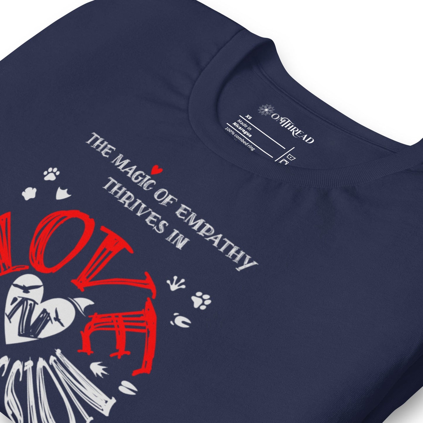 OMTHREAD The Magic of Empathy Thrives in Love 'N Compassion For All Species Retro Heart Graphic Tee,