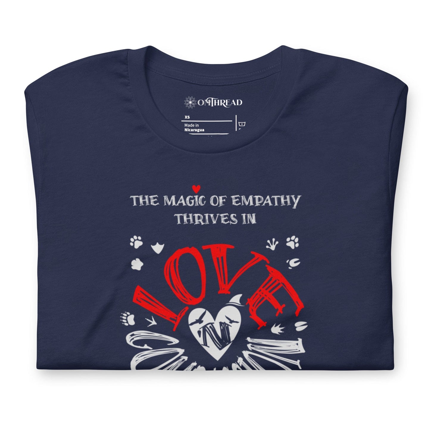 OMTHREAD The Magic of Empathy Thrives in Love 'N Compassion For All Species Retro Heart Graphic Tee,
