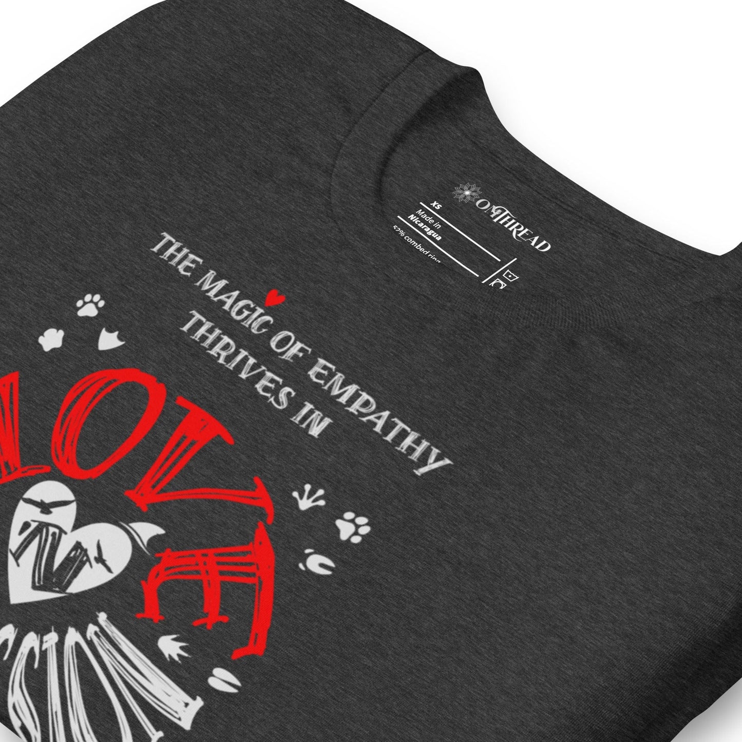 OMTHREAD The Magic of Empathy Thrives in Love 'N Compassion For All Species Retro Heart Graphic Tee,