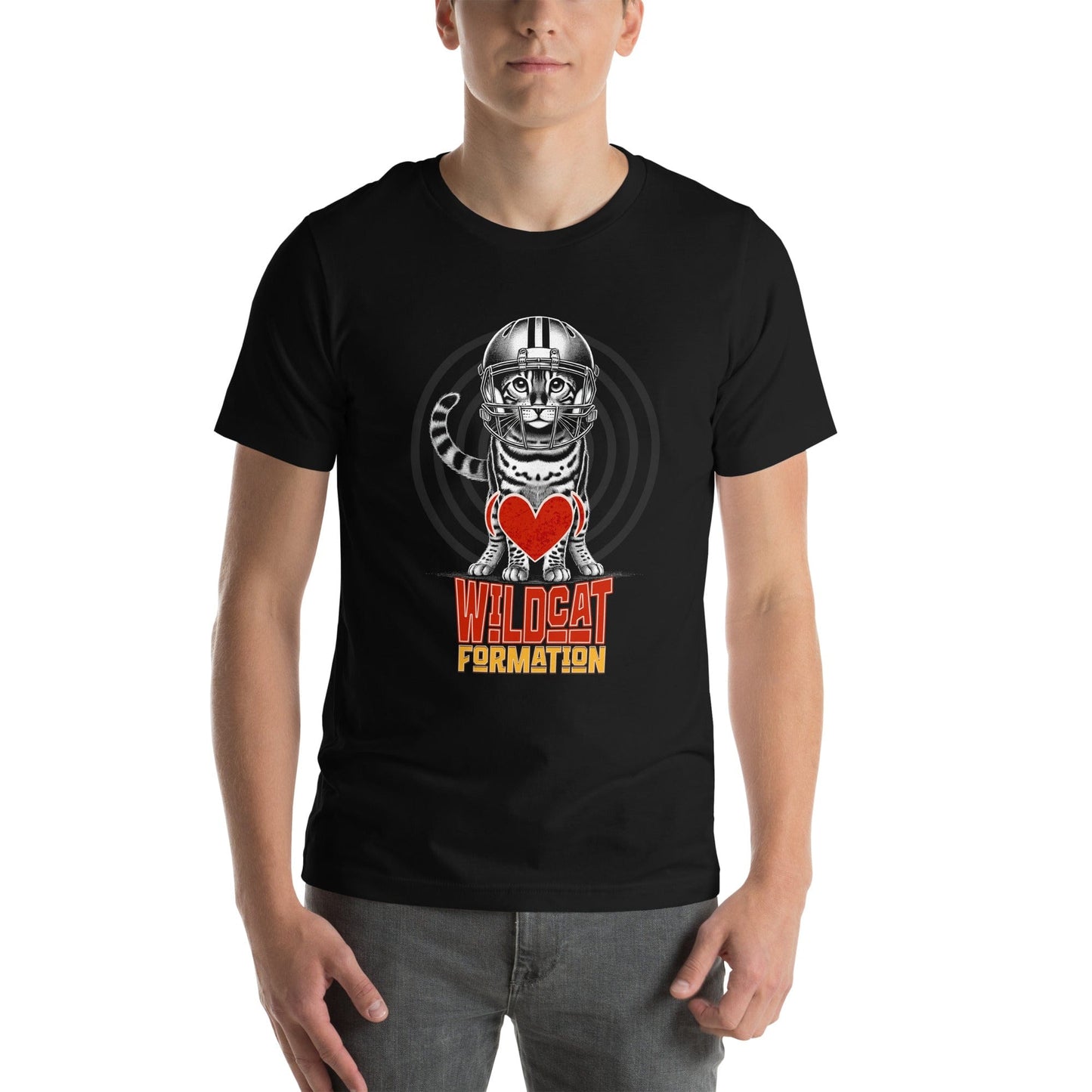 OMTHREAD Wildcat Formation T-Shirt | Bengal Cat Football Graphic Tee