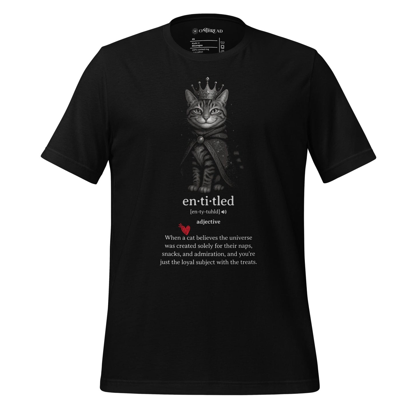 OMTHREAD XS Entitled Cat Definition Shirt Funny Spoiled Pet Lover Tee