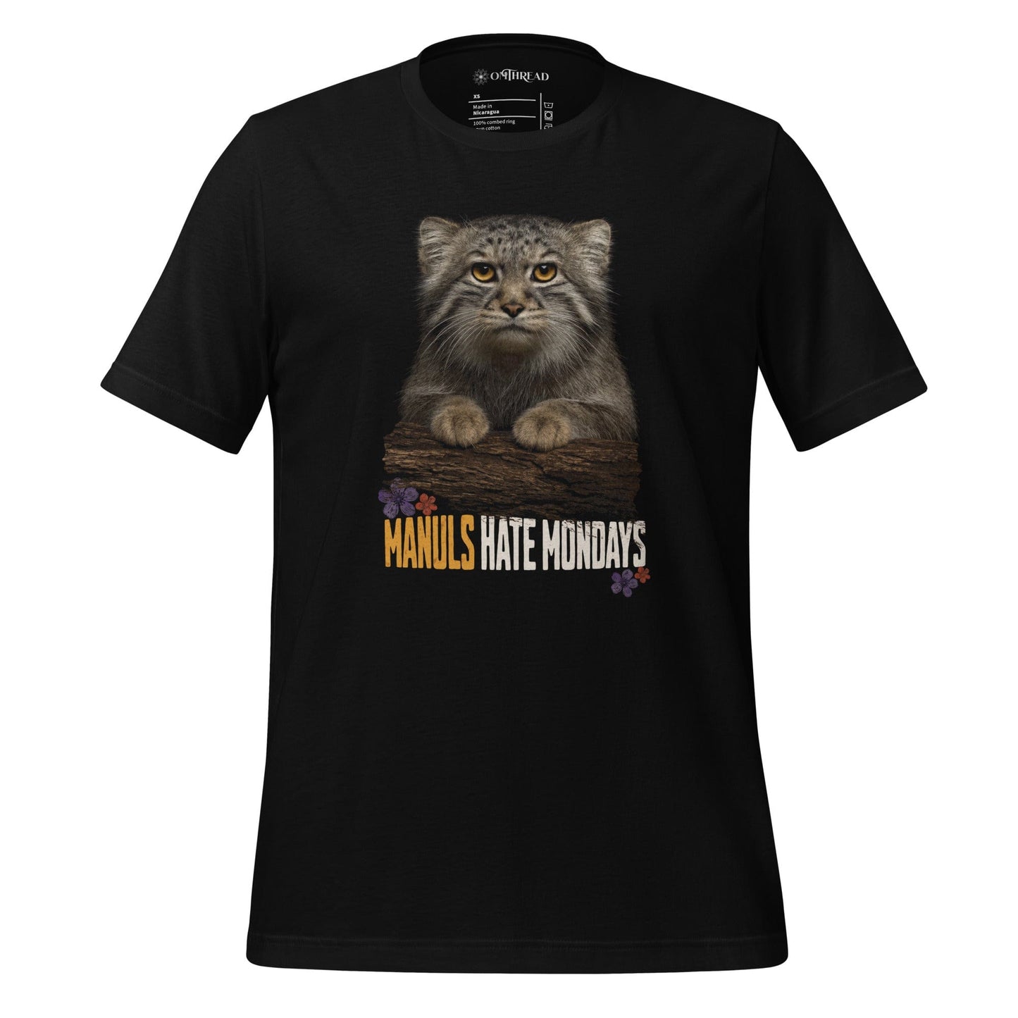 OMTHREAD XS Funny Manuls Hate Mondays Pallas Cat T-Shirt