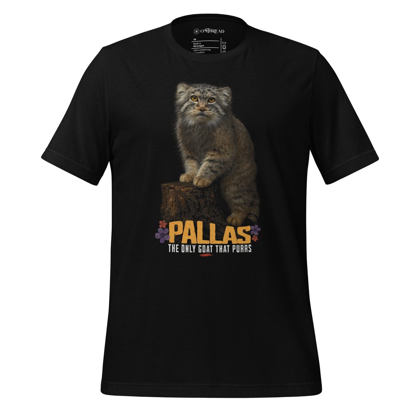 OMTHREAD XS Funny Pallas Cat T-Shirt The Only GOAT That Purrs Manul
