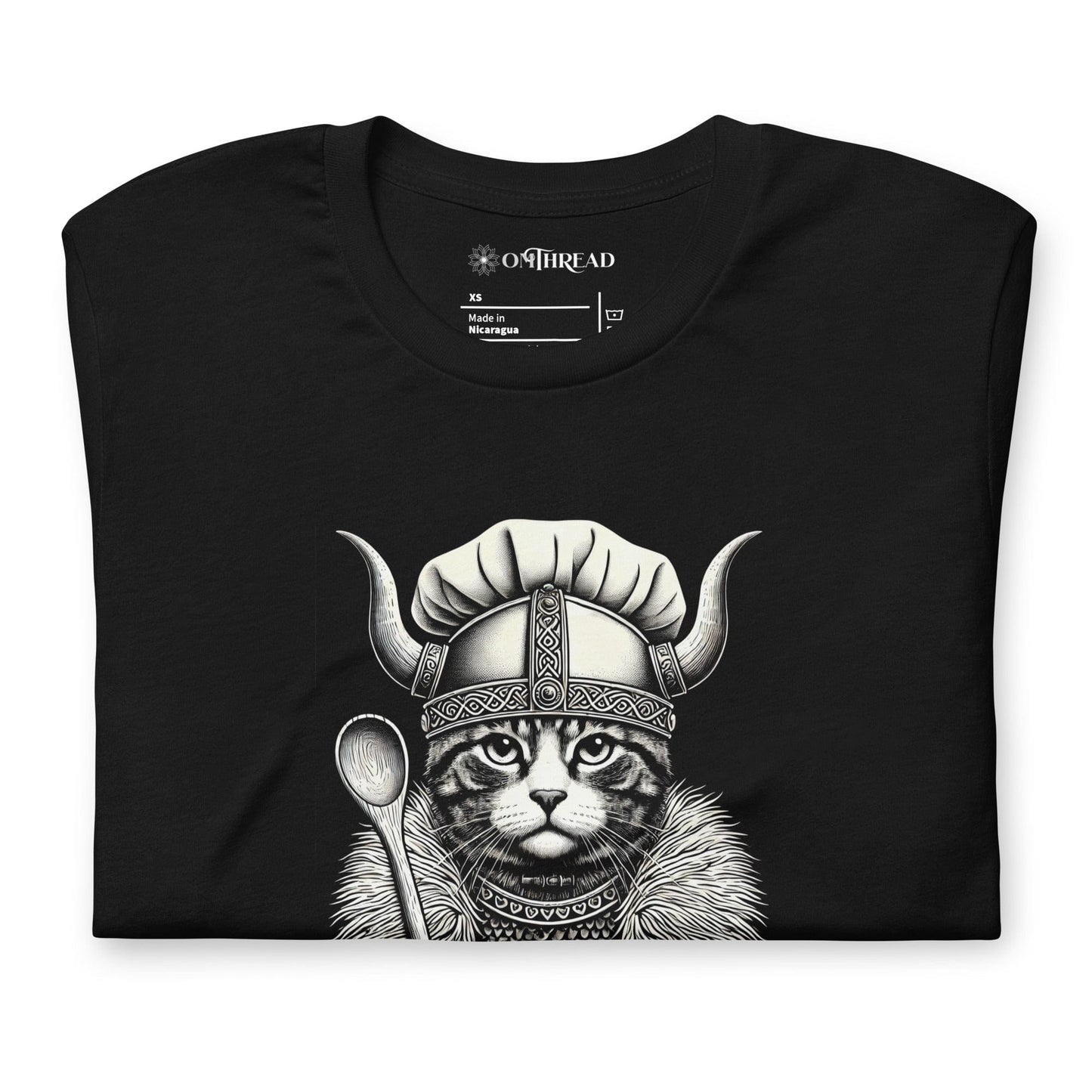 OMTHREAD Yes Chef Cat T-Shirt | Funny Cooking and Viking-Themed Graphic Tee