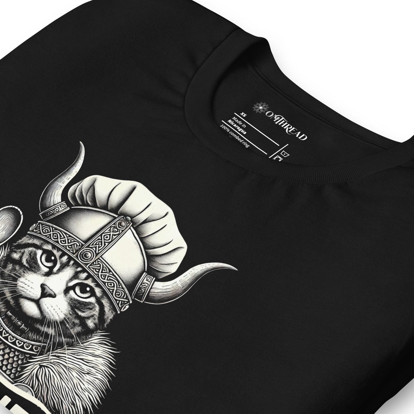 OMTHREAD Yes Chef Cat T-Shirt | Funny Cooking and Viking-Themed Graphic Tee