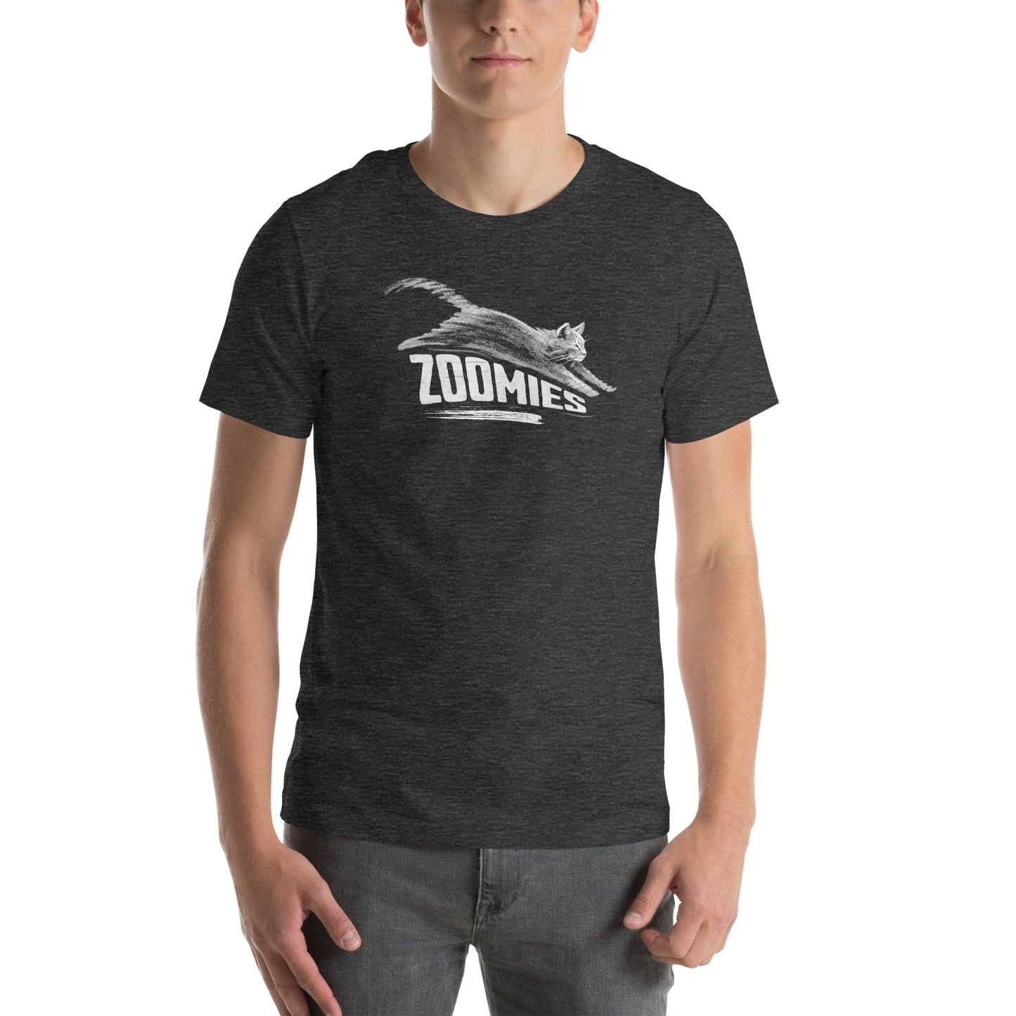 OMTHREAD Zoomies Cat T-Shirt, Funny Giftable Cat Tee for Cat Lovers