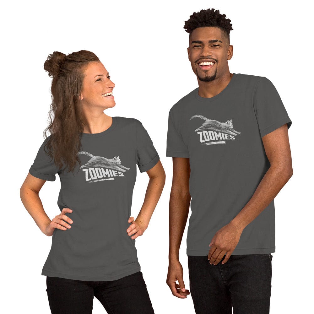 OMTHREAD Zoomies Cat T-Shirt, Funny Giftable Cat Tee for Cat Lovers