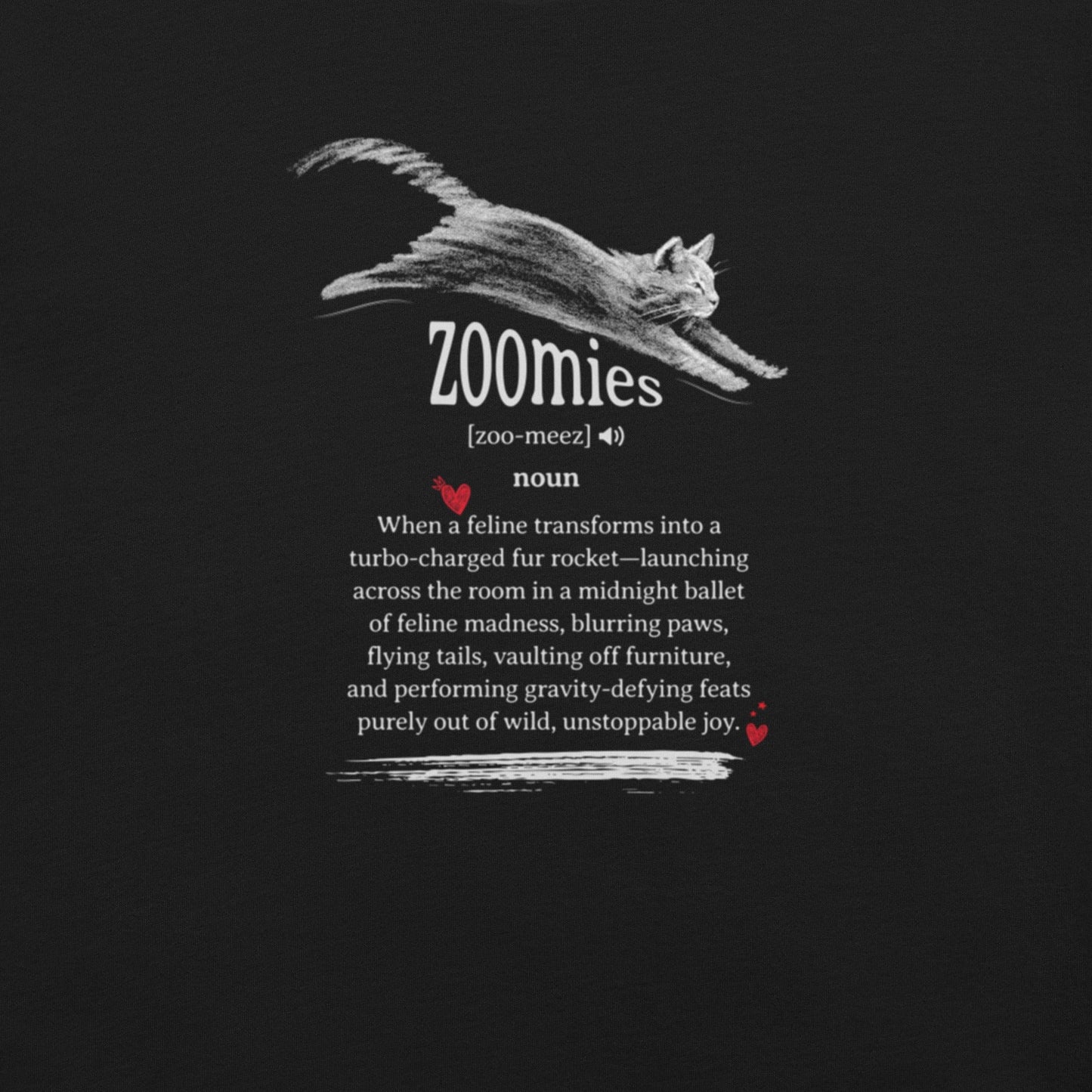 OMTHREAD Zoomies Definition Cat T-Shirt, Funny Zoomies Cat Shirt, Gift for Cat Lovers, Cute Cat Tee