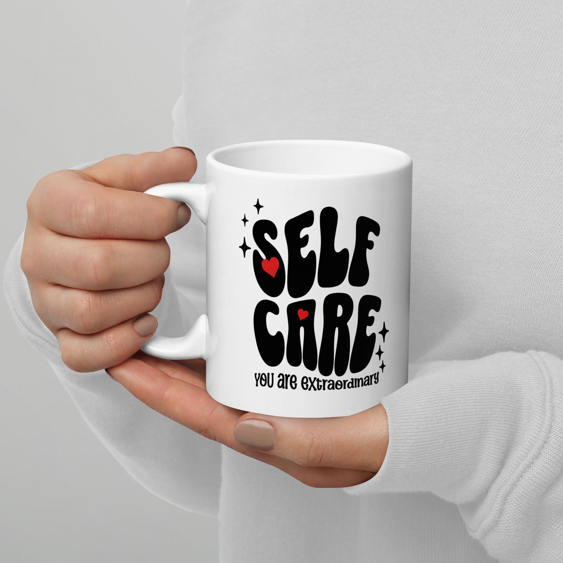 OMTHREAD 11 oz Self Care Self Love - White glossy mug