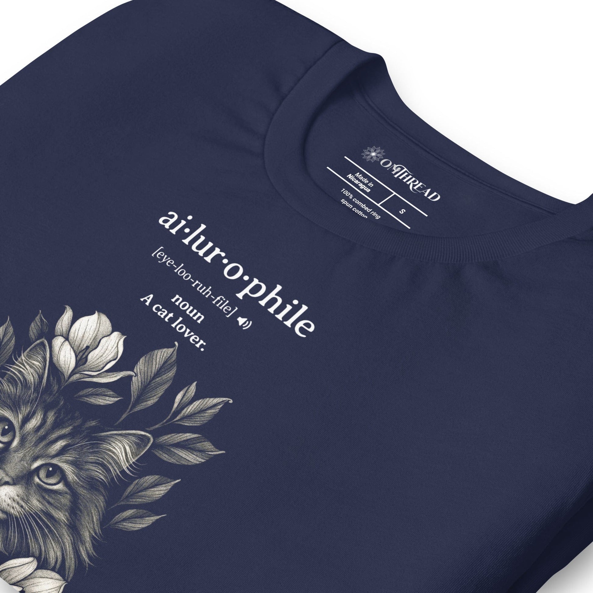 OMTHREAD Ailurophile Definition T-Shirt Floral Cat Lover Gift