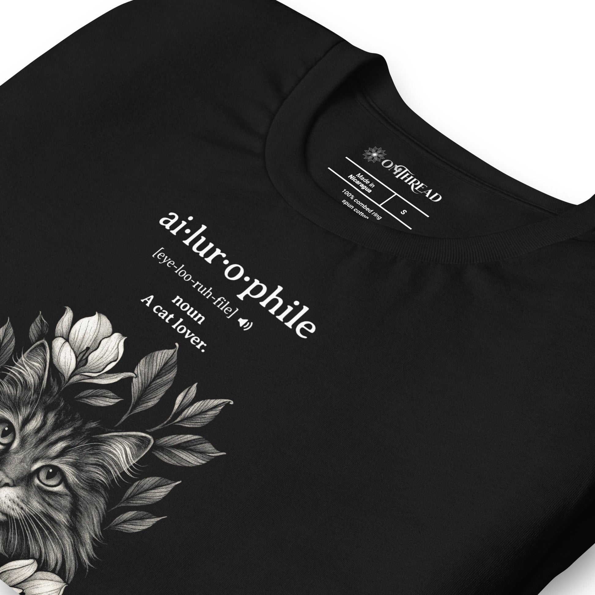 OMTHREAD Ailurophile Definition T-Shirt Floral Cat Lover Gift