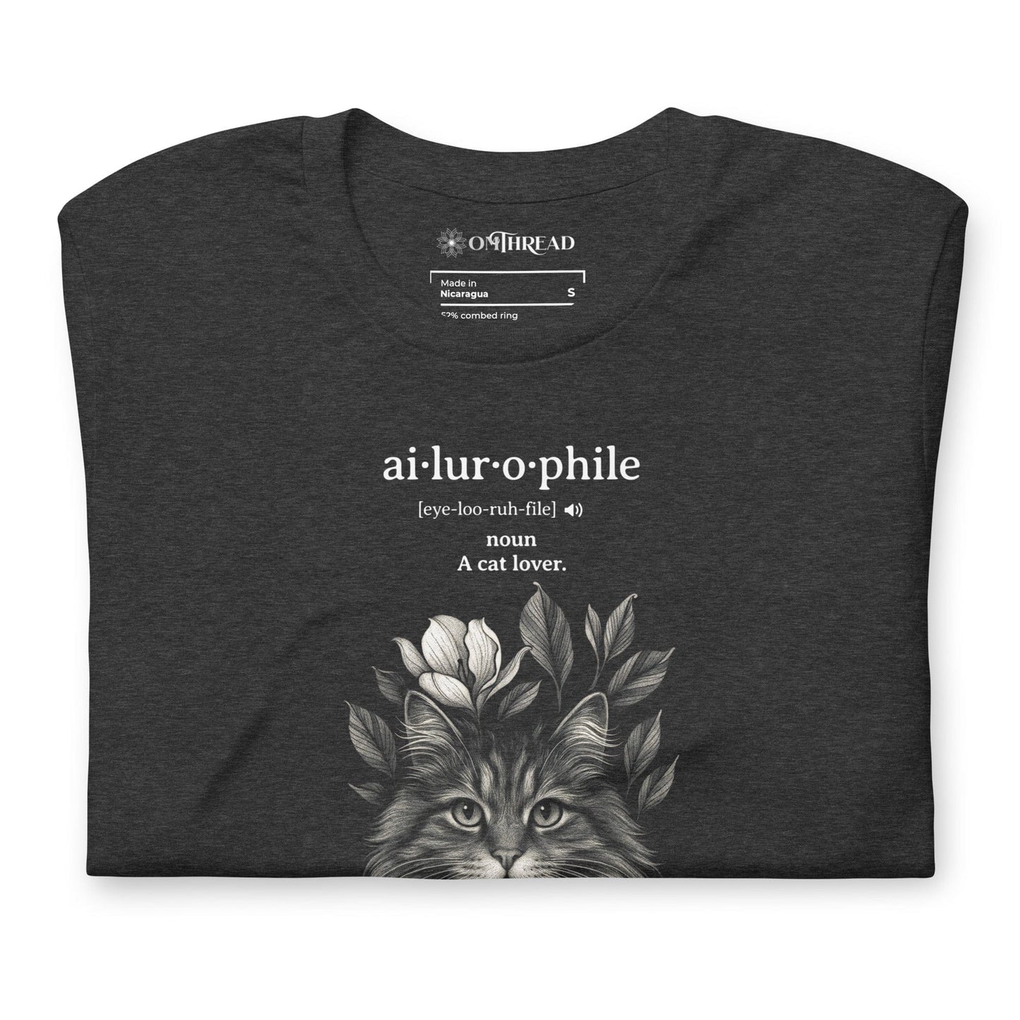 OMTHREAD Ailurophile Definition T-Shirt Floral Cat Lover Gift