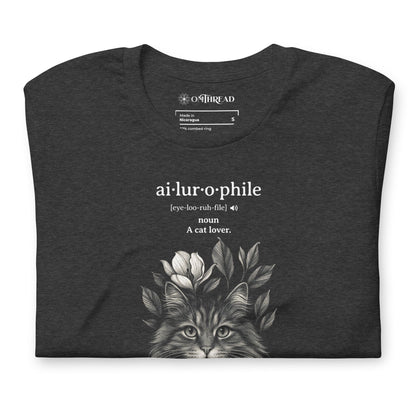 OMTHREAD Ailurophile Definition T-Shirt Floral Cat Lover Gift