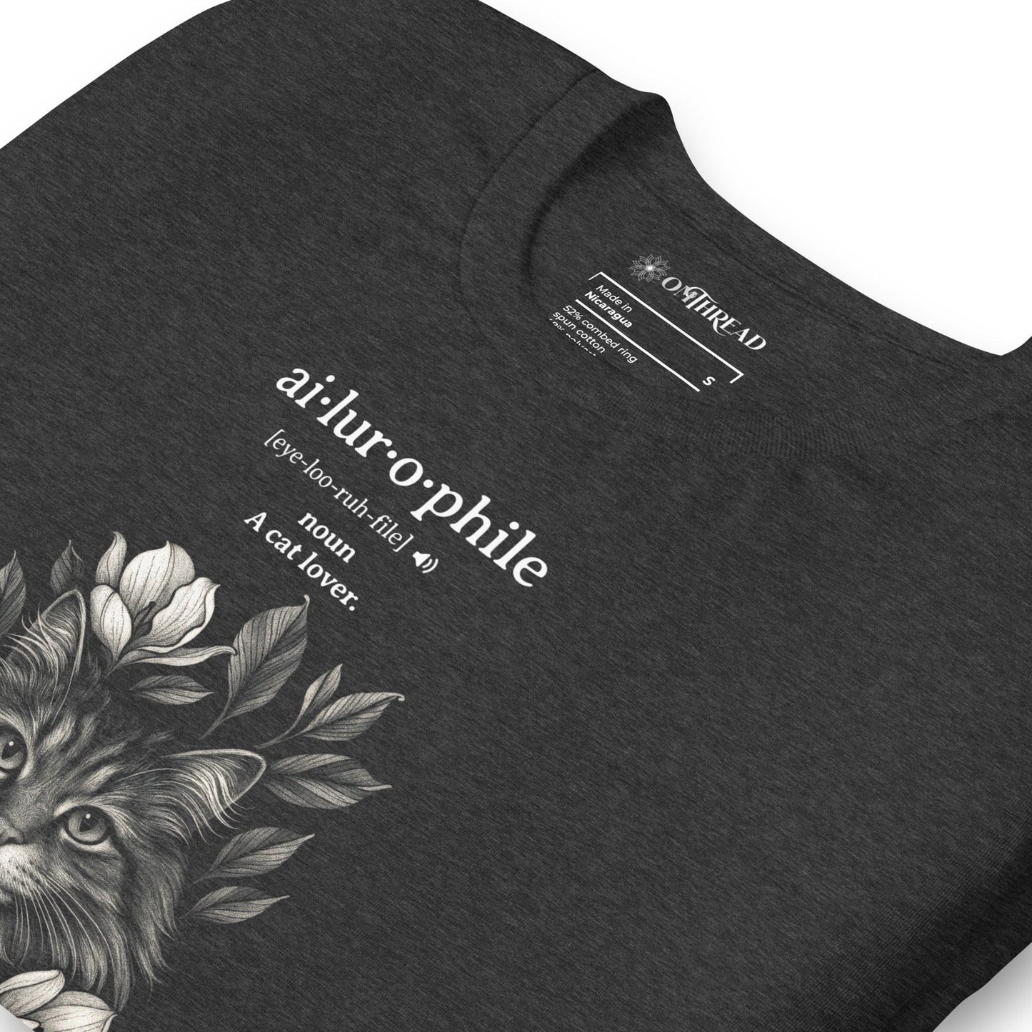 OMTHREAD Ailurophile Definition T-Shirt Floral Cat Lover Gift