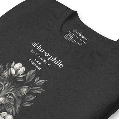 OMTHREAD Ailurophile Definition T-Shirt Floral Cat Lover Gift
