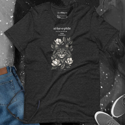 OMTHREAD Ailurophile Definition T-Shirt Floral Cat Lover Gift
