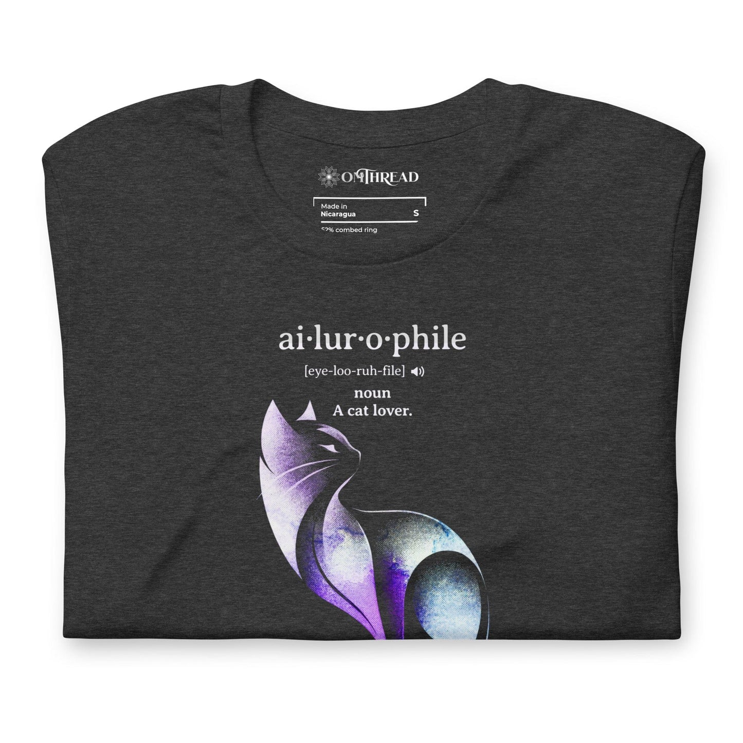 OMTHREAD Ailurophile Definition T-Shirt Minimalist Cat Art Lover Gift