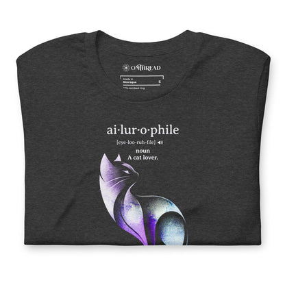 OMTHREAD Ailurophile Definition T-Shirt Minimalist Cat Art Lover Gift