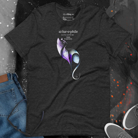 OMTHREAD Ailurophile Definition T-Shirt Minimalist Cat Art Lover Gift