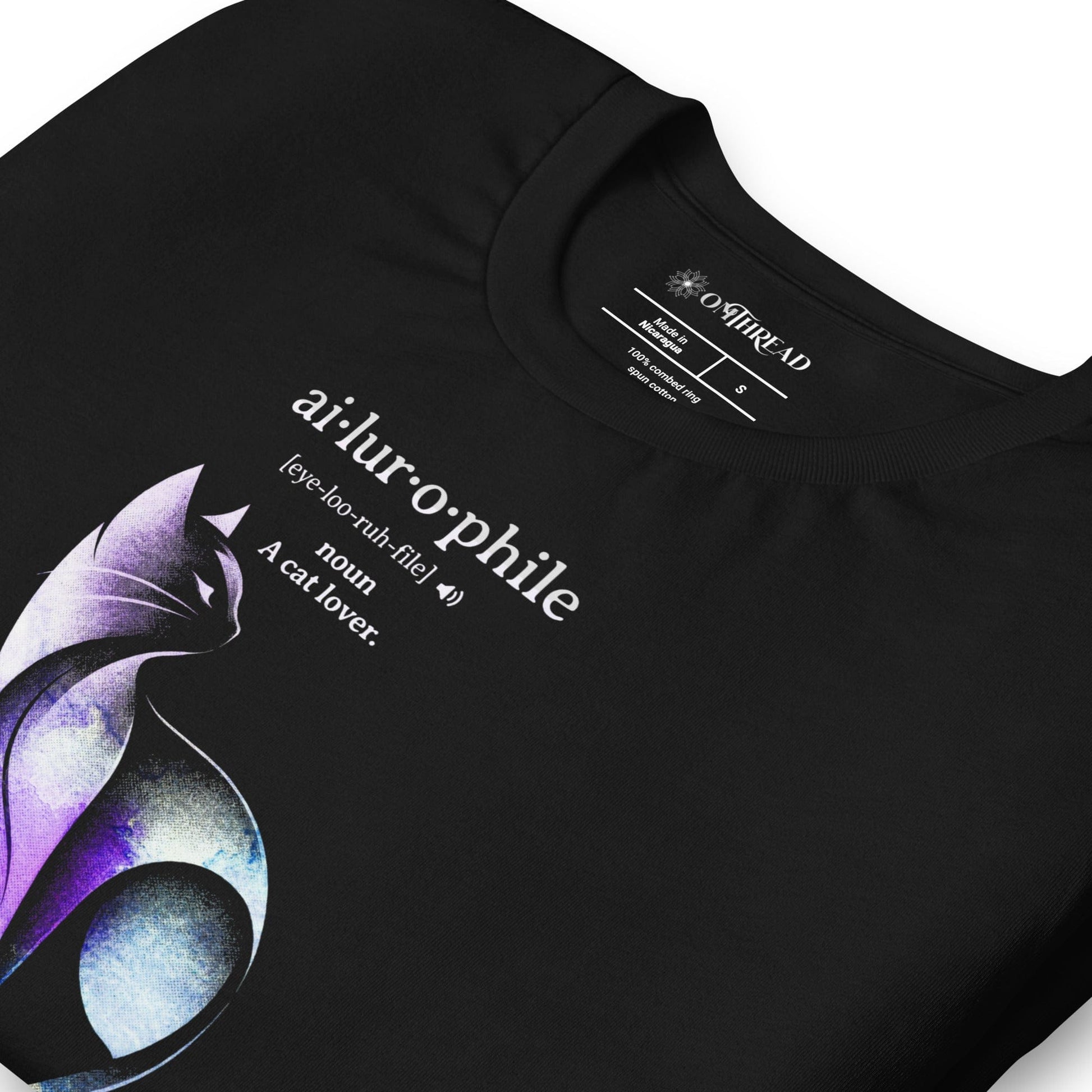 OMTHREAD Ailurophile Definition T-Shirt Minimalist Cat Art Lover Gift
