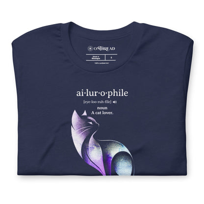 OMTHREAD Ailurophile Definition T-Shirt Minimalist Cat Art Lover Gift