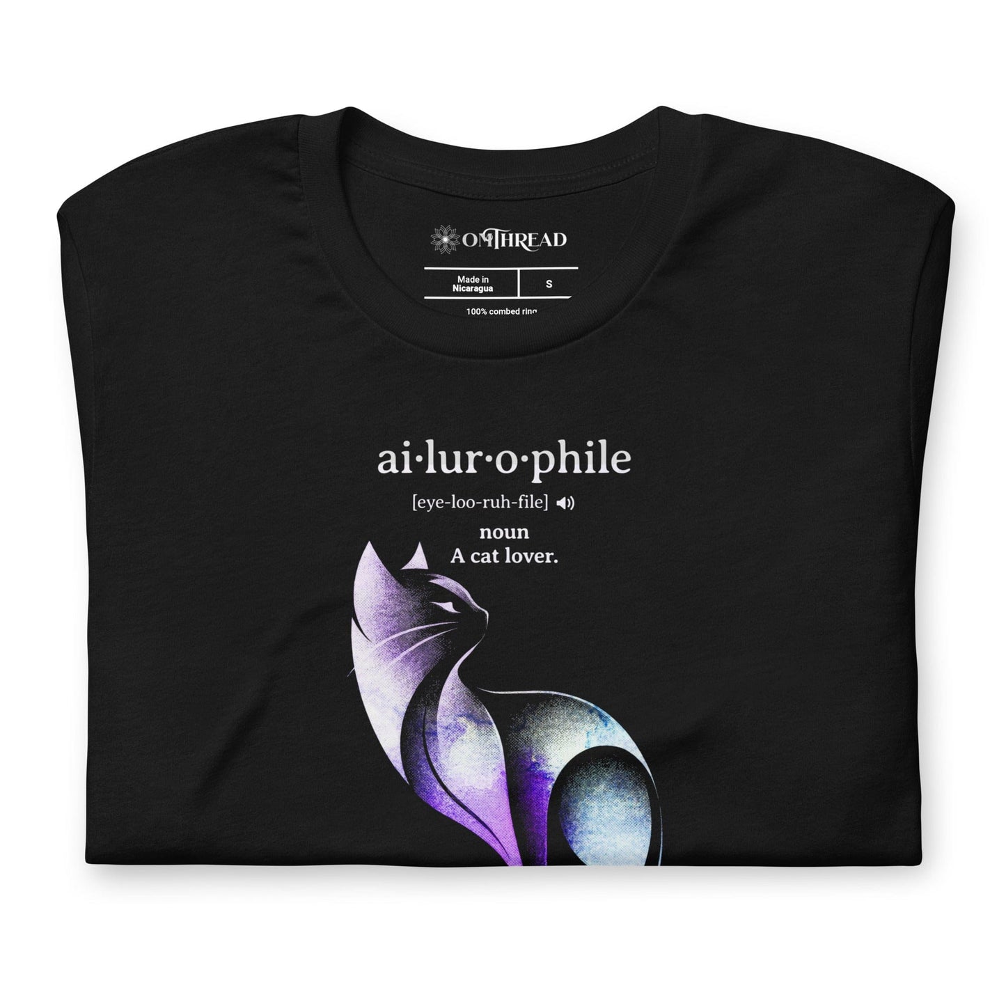 OMTHREAD Ailurophile Definition T-Shirt Minimalist Cat Art Lover Gift